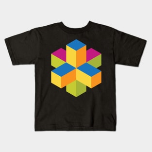 Isometric abstract color cubes Kids T-Shirt